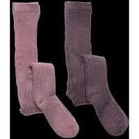 Minymo Strumpfhosen - Wolle - Rib - 2er-Pack - Orchid Haze - - 116/122 - Strumpfhosen