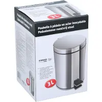 24hShop Treteimer 3 Liter Mülleimer - Badezimmer oder WC - Edelstahl - Silberfarben