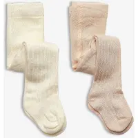 Minymo Strumpfhosen - 2er-Pack - Bambus - Rib - Off White - - 68/74 - Strumpfhosen