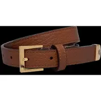Ralph Lauren für Damen. 412912036001 Schmaler Gürtel aus braunem genarbtem Leder (M), Lässig
