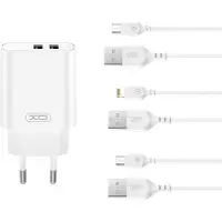 XO CE34 2x USB Wandladegerät 12W mit Iphone Kabel, Weiß
