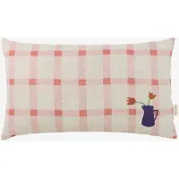 Nobodinoz Dekokissen Nobodinoz Vibes Rect. Cushion Linen M Pink Windowpane Tulips (47 x 27 cm)