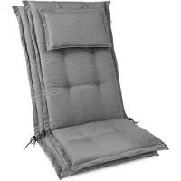 Beautissu 2x Premium Hochlehnerauflage 120x50x7cm, Hellgrau