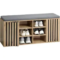 Kesper Schuhbank "Schuhschrank mit Sitzkissen", braun, B:109cm H:48cm T:29,5cm, FSC-zertifizierter Holzwerkstoff, Sitzbänke, Schuhbank, grifflos, Sitzkissen abnehmbar und waschbar