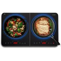 Medion Doppel-Induktionskochplatte, 3500 Watt, Zwei Kochplatten, 10 Temperaturstufen, LED Display, MD18493, schwarz