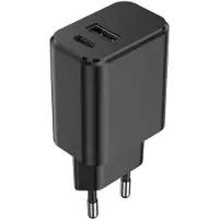 Setty 3A 20W Schwarzes USB-C/USB-A PD Schnelllade-Netzteil mit 2 Anschlüssen