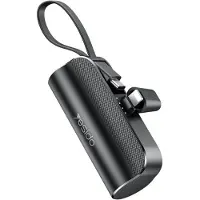 Mtp Products Yesido Ultra Mini Powerbank 5000 mAh mit USB-C-Kabel / Lightning-Stecker - Schwarz