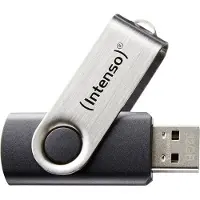 Intenso Basic Line, 64 GB, USB Typ-A, 2.0, 28 MB/s, Drehring, Schwarz, Silber