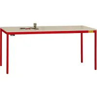 Manuflex LD1906.3003 ESD ESD-Arbeitstisch UNIDESK mit Kunststoffplatte, Gestell Rubinrot RAL 3003, BxTxH = 1200 x 800 x 723-733 mm Rubin-Rot