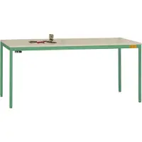 Manuflex LD1908.6011 ESD ESD-Arbeitstisch UNIDESK mit Melaminplatte, Gestell Resedagrün RAL 6011, BxTxH = 1200 x 800 x 720-730 mm Resedagrün (RAL 6011)