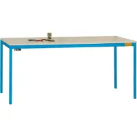 Manuflex LD1908.5012 ESD ESD-Arbeitstisch UNIDESK mit Melaminplatte, Gestell Lichtblau RAL 5012, BxTxH = 1200 x 800 x 720-730 mm Licht-Blau (RAL 5012)