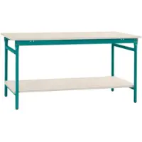 Manuflex BB5221.5021 Komplett-Beistelltisch BASIS stationär mit Melamin-Platte + Zwischenboden, BxTxH: 1500 x 800 x 780 mm Wasserblau