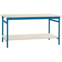 Manuflex BB5221.5007 Komplett-Beistelltisch BASIS stationär mit Melamin-Platte + Zwischenboden, BxTxH: 1500 x 800 x 780 mm Brillantblau (RAL 5007)