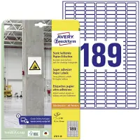 Avery Etiketten L7871-20, stark haftend, geeignet für Inkjet-& Laserdrucker, 25,4 x 10 mm, 3780 Stück/20 A4-Bogen, 100 % FSC-Papier, weiß