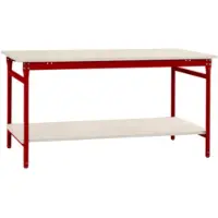 Manuflex BB5227.3003 Komplett-Beistelltisch BASIS stationär mit Kunststoff-Platte + Zwischenboden, BxTxH: 1500 x 800 x 780 mm Rubin-Rot