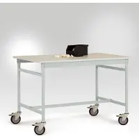 Manuflex LB4038.7035 ESD ESD-Beistelltisch BASIS mobil mit Melamin-Tischplatte in Lichtgrau RAL 7035, BxTxH: 1250 x 600 x 853 mm Lichtgrau (RAL 7035)