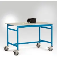 Manuflex LB4058.5012 ESD ESD-Beistelltisch BASIS mobil mit Melamin-Tischplatte in Lichtblau RAL 5012, BxTxH: 1500 x 600 x 853 mm Licht-Blau (RAL 5012)