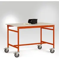 Manuflex LB4086.2001 ESD ESD-Beistelltisch BASIS mobil mit Kunststoff-Tischplatte in Rotorange RAL 2001, BxTxH: 2000 x 800 x 856 mm Rotorange (RAL 2001)
