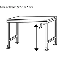 Manuflex AU9031.2001 Arbeitsgrundtisch UNIVERSAL Ergo K mit Melaminplatte, BxTxH = 1250 x 800 x 722-1022 mm Rotorange (RAL 2001)