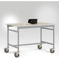 Manuflex LB4046.9006 ESD ESD-Beistelltisch BASIS mobil mit Kunststoff-Tischplatte in Alusilber ähnlich RAL 9006, BxTxH: 1250 x 800 x 856 mm Alusilber