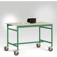 Manuflex LB4048.6011 ESD ESD-Beistelltisch BASIS mobil mit Melamin-Tischplatte in Resedagrün RAL 6011, BxTxH: 1250 x 800 x 853 mm Resedagrün (RAL 6011)