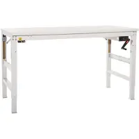 Manuflex LU9053.7035 ESD ESD-Arbeitstisch UNIVERSAL ERGO K mit Kautschukplatte, BxTxH = 1500 x 800 x 722-1012 mm Lichtgrau (RAL 7035)
