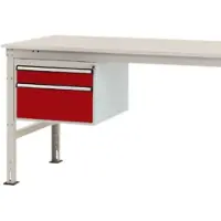 Manuflex ZB4564.3003 Gehäuse-Unterbau Stationär, Nutzhöhe 300 mm mit 2 Schubfächer. Für Tischtiefe 1200 mm