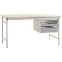 Manuflex BB5261.9006 Komplett-Beistelltisch BASIS stationär mit Melamin-Platte + Gehäuse-Unterbau, BxTxH: 1000 x 800 x 780 mm Alusilber