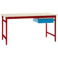 Manuflex BB5241.3003 Komplett-Beistelltisch BASIS stationär mit Melamin-Platte + Einzelschubfach, BxTxH: 1250 x 800 x 780 mm Rubin-Rot