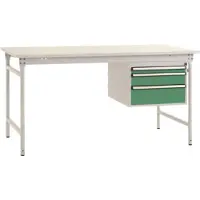 Manuflex BB5261.6011 Komplett-Beistelltisch BASIS stationär mit Melamin-Platte + Gehäuse-Unterbau, BxTxH: 1000 x 800 x 780 mm Resedagrün (RAL 6011)