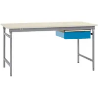Manuflex BB5231.9006 Komplett-Beistelltisch BASIS stationär mit Melamin-Platte + Einzelschubfach, BxTxH: 1000 x 800 x 780 mm Alusilber