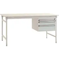 Manuflex BB5261.7035 Komplett-Beistelltisch BASIS stationär mit Melamin-Platte + Gehäuse-Unterbau, BxTxH: 1000 x 800 x 780 mm Lichtgrau (RAL 7035)