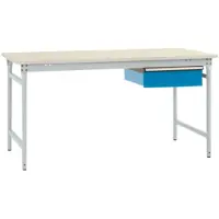 Manuflex BB5241.7035 Komplett-Beistelltisch BASIS stationär mit Melamin-Platte + Einzelschubfach, BxTxH: 1250 x 800 x 780 mm Lichtgrau (RAL 7035)