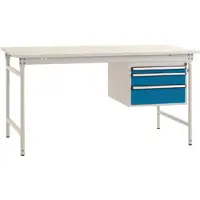 Manuflex BB5261.5007 Komplett-Beistelltisch BASIS stationär mit Melamin-Platte + Gehäuse-Unterbau, BxTxH: 1000 x 800 x 780 mm Brillantblau (RAL 5007)