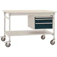Manuflex BB5371.7016 Komplett-Beistelltisch BASIS mobil mit Melamin-Platte + Gehäuse-Unterbau, BxTxH: 1250 x 800 x 850 mm Anthrazit