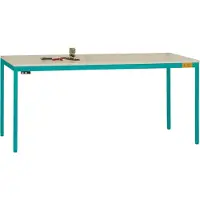 Manuflex LD1113.5021 ESD ESD-Arbeitstisch UNIDESK mit Kautschukplatte, Gestell Wasserblau RAL 5021, BxTxH = 2000 x 800 x 720-730 mm Wasserblau