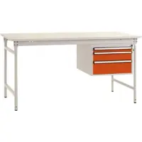 Manuflex BB5261.2001 Komplett-Beistelltisch BASIS stationär mit Melamin-Platte + Gehäuse-Unterbau, BxTxH: 1000 x 800 x 780 mm Rotorange (RAL 2001)