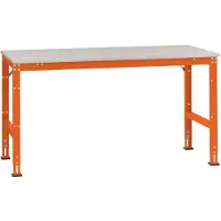 Manuflex AU4049.2001 Arbeits-Grundtisch UNIVERSAL Standard mit PVC Dekorplatte, BxTxH = 1500x600x760-870 mm Rotorange (RAL 2001)