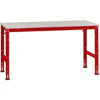Manuflex AU4164.3003 Arbeits-Grundtisch UNIVERSAL Standard mit Blechbelagplatte, BxTxH = 2500 x 1200 x 760-870 mm Rubin-Rot