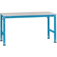 Manuflex AU6114.5012 Arbeits-Anbautisch UNIVERSAL Standard mit Blechbelagplatte, BxTxH = 2000 x 800 x 760-870 mm Licht-Blau (RAL 5012)