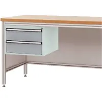 Manuflex ZB4525.9006 Gehäuse-Unterbau für ALU-Arbeitstische, Nutzhöhe 300 mm mit 2 Schubfächern, für Tischtiefe 600 mm