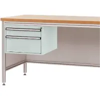 Manuflex ZB4572.7035 Kabinet-underbygning til alu-arbejdsborde, effektiv højde 300 mm med 2 skuffer, til borddybde 800 mm