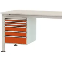 Manuflex ZB4914.2001 Gehäuse-Unterbau Stationär, Nutzhöhe 500 mm mit 6 Schubfächer. Für Tischtiefe 1200 mm