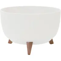 Siena Garden Pflanzgefässe OSLO STRIPE weiss Steifenoptik, 40 x 20,5 cm Kunststoff auf Füssen mit Einsatz