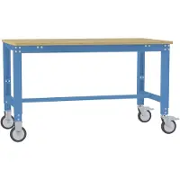 Manuflex AU7355.5012 Arbeitstisch UNIVERSAL Spezial mobil mit Multiplexplatte, BxTxH = 1500 x 800 x 752-972 mm Licht-Blau (RAL 5012)