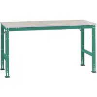 Manuflex AU4027.0001 Arbeits-Grundtisch UNIVERSAL Standard mit Kunststoffplatte, BxTxH = 1250x600x760-870 mm Grau, Grün