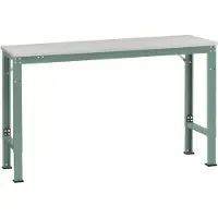 Manuflex AU8029.0001 Arbeits-Anbautisch UNIVERSAL Spezial mit PVC Dekorplatte, BxTxH = 1250 x 600 x 722-1022 mm Grau, Grün