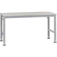 Manuflex AU4134.9006 Arbeits-Grundtisch UNIVERSAL Standard mit Blechbelagplatte, BxTxH = 2000 x 1200 x 760-870 mm Alusilber