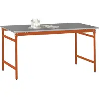 Manuflex BB3034.2001 Beistelltisch BASIS stationär mit Blechbelag-Platte in Rotorange RAL 2001, BxTxH: 1250 x 600 x 780 mm Rotorange (RAL 2001)