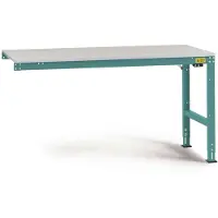 Manuflex LU6128.5021 ESD ESD-Arbeitstisch UNIVERSAL Standard Anbautisch mit Melaminplatte, BxTxH = 2000 x 1000 x 763-873 mm Wasserblau